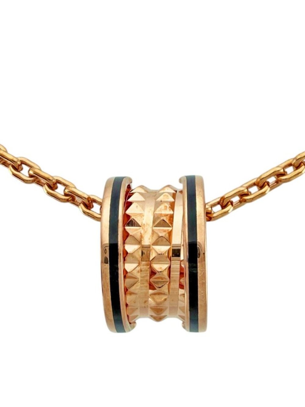 Bvlgari B.zero1 Rock Black Ceramic Necklace 18k Pink Gold